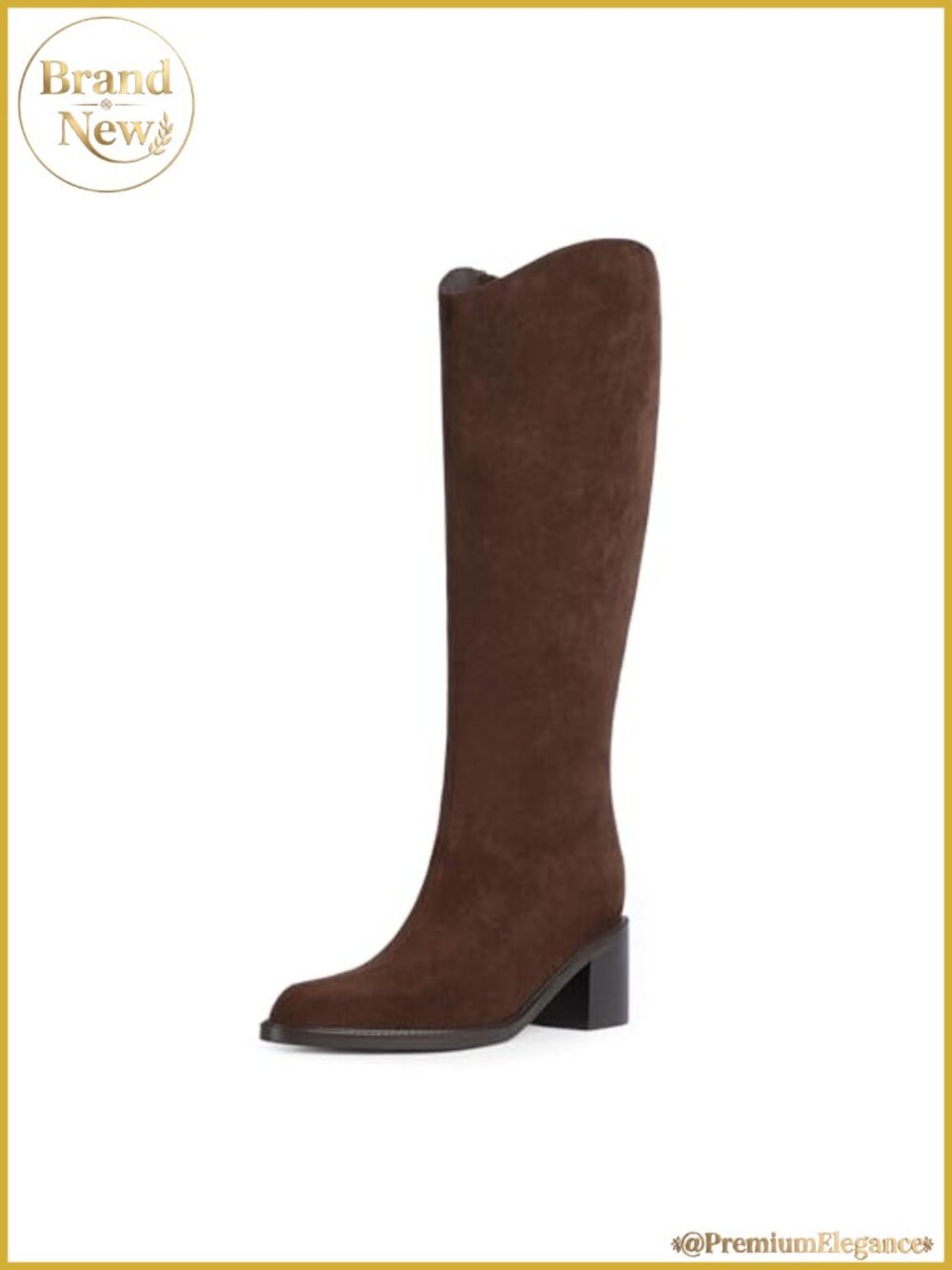 Knee High Boots Pointed Toe Chunky Block Heel Faux Suede Tall Boots